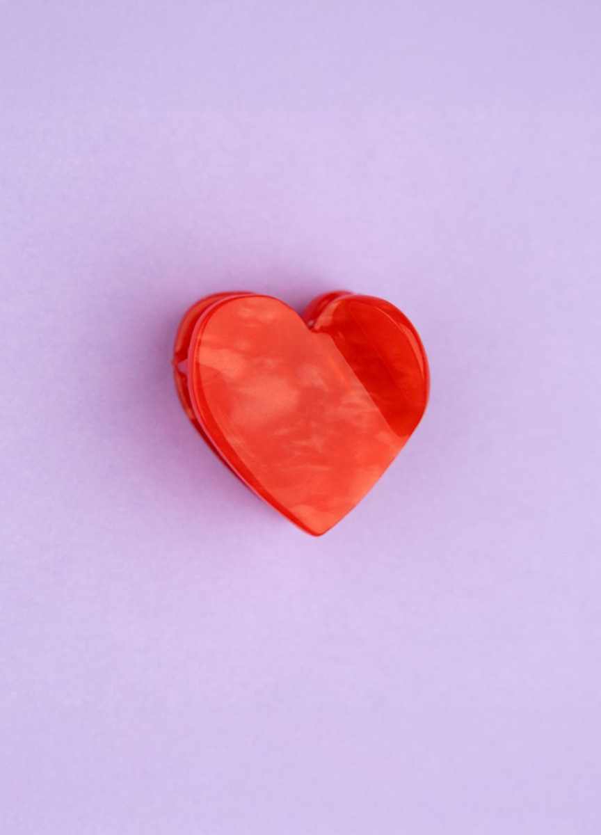 迷你紅色愛心髮抓夾